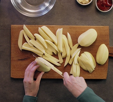 Hjemmelagde, sprø pommes frites